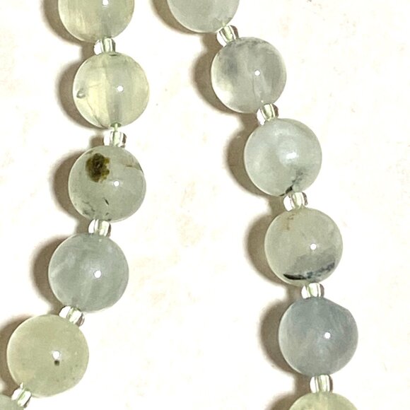 Natural Pale Green Prehnite Classic Beaded Necklace, Genuine Gemstone - Picture 7 of 13